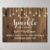 Rustic String of light sparkler stuurt bruiloft af Poster (Voorkant)