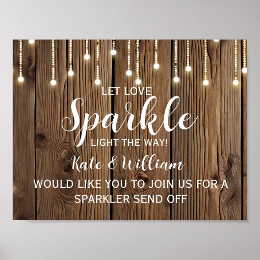Rustic String of light sparkler stuurt bruiloft af Poster (Voorkant)