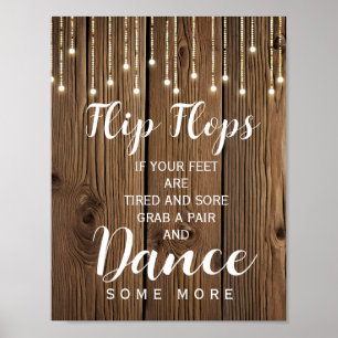 Rustic String of light teenslippers bruiloftsbord Poster