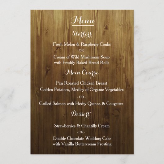 Rustic String of Lights country Wedding Menu (Voorkant)