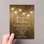 Rustic String Of Lights Huwelijk Acryl Uitnodiging (Insitu (Draagbaar))