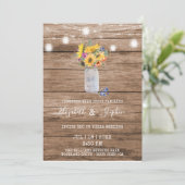 Rustic String of Lights & Mason Jar Wedding Kaart (Staand voorkant)