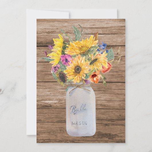 Rustic String of Lights & Mason Jar Wedding Kaart (Achterkant)