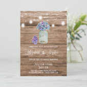 Rustic String of Lights & Mason Jar Wedding Kaart (Staand voorkant)