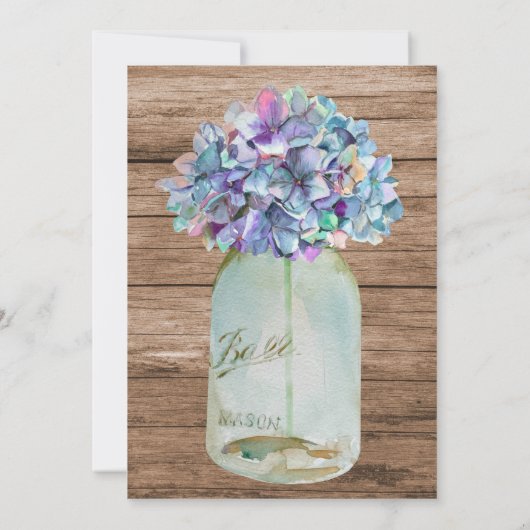 Rustic String of Lights & Mason Jar Wedding Kaart (Achterkant)