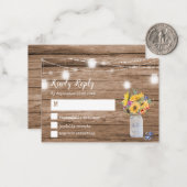 Rustic String of Lights | Mason Jar Wedding RSVP Notitiekaartje (Voorkant / Achterkant in situ)