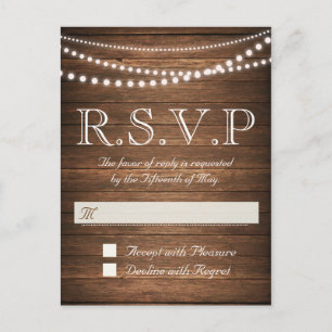 Rustic String of Lights RSVP-Briefkaart Uitnodiging Briefkaart