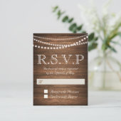Rustic String of Lights RSVP-Briefkaart Uitnodiging Briefkaart (Staand voorkant)