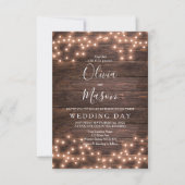 Rustic String of Lights Wedding Card Kaart (Voorkant)