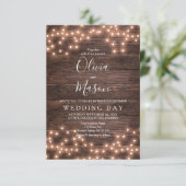 Rustic String of Lights Wedding Card Kaart (Staand voorkant)