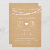 Rustic String of Lights Wedding Invitation Kaart (Voorkant / Achterkant)