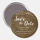 Rustic String of lights Wood Barn Save the date Magneet (Voorkant / Achterkant)
