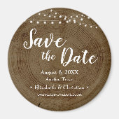 Rustic String of lights Wood Barn Save the date Magneet (Voorkant)