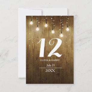 Rustic string van Lights Land Table Number Kaart