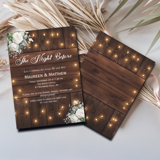 Rustic String verlicht witte rozen de avond ervoor Kaart