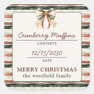 Rustic Stripes Holiday Food Gift Product Label