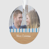 Rustic Stripes Holiday Foto Acrylisch Ornament (voorkant)