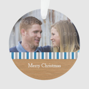Rustic Stripes Holiday Foto Acrylisch Ornament