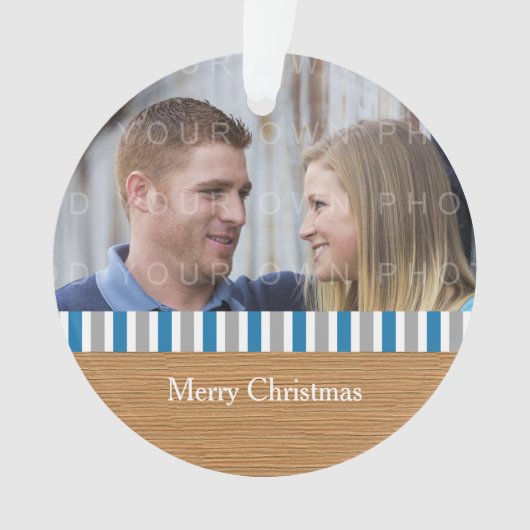 Rustic Stripes Holiday Foto Acrylisch Ornament (voorkant)