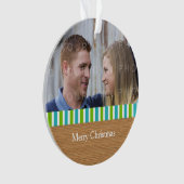 Rustic Stripes Holiday Foto Acrylisch Ornament (voorkant)