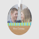 Rustic Stripes Holiday Foto Acrylisch Ornament (voorkant)