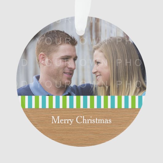 Rustic Stripes Holiday Foto Acrylisch Ornament (voorkant)