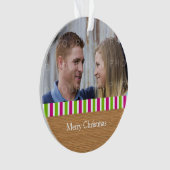 Rustic Stripes Holiday Foto Acrylisch Ornament (voorkant)