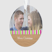 Rustic Stripes Holiday Foto Acrylisch Ornament (voorkant)