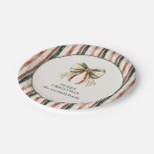 Rustic Stripes Personalized Merry  Christmas Papieren Bordje (Gekanteld)