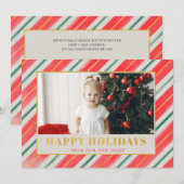 Rustic Stripes Red en Green We hebben Foto gemaakt Feestdagenkaart (Voorkant / Achterkant)