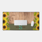Rustic Style Desk Mat with Sunflowers, Wood Effect (Keyboard & Muis)