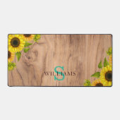 Rustic Style Desk Mat with Sunflowers, Wood Effect (Voorkant)