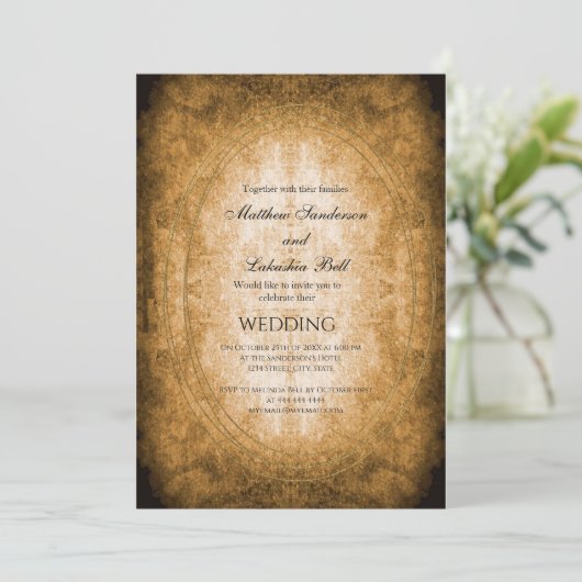 Rustic Style Document Wedding Kaart (Staand voorkant)