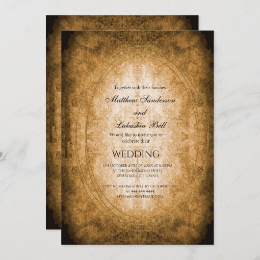Rustic Style Document Wedding Kaart (Voorkant / Achterkant)
