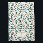 Rustic Stylish Yellow Waterverf Flowers Monogram Theedoek<br><div class="desc">Rustic Yellow and Green Waterverf Flowers Pattern Monogram Kitchen Towel</div>
