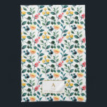 Rustic Stylish Yellow Waterverf Flowers Monogram Theedoek<br><div class="desc">Rustic Yellow and Green Waterverf Flowers Pattern Monogram Kitchen Towel</div>