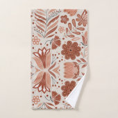 Rustic Stylized Terracotta Floral Pattern Bad Handdoek (Handdoek)