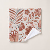 Rustic Stylized Terracotta Floral Pattern Bad Handdoek (Wasdoekje)