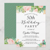 Rustic Succulent Cactus Floral 50e verjaardag Kaart (Voorkant / Achterkant)