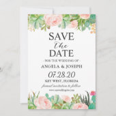 Rustic Succulent Cactus Floral Wedding Save The Date (Voorkant)