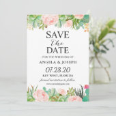 Rustic Succulent Cactus Floral Wedding Save The Date (Staand voorkant)