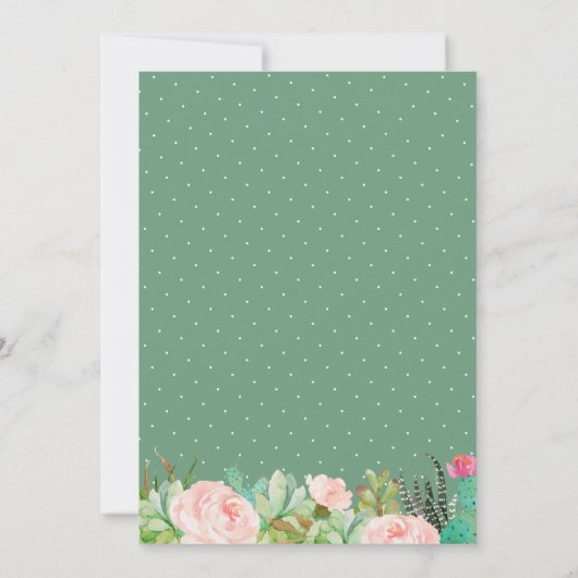 Rustic Succulent Cactus Floral Wedding Save The Date (Achterkant)