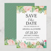 Rustic Succulent Cactus Floral Wedding Save The Date (Voorkant / Achterkant)