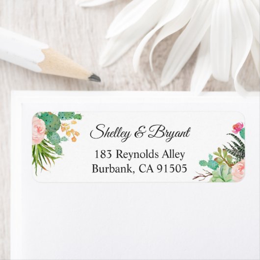 Rustic Succulent Cactus Planten Floral Wedding Etiket (Insitu)