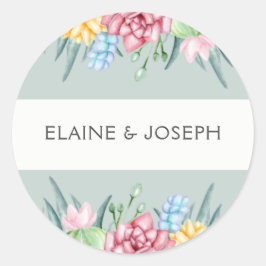 Rustic Succulent Cactus Roos Floral Ronde Sticker