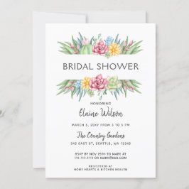 Rustic Succulent Cactus Roos Floral Vrijgezellenfe Kaart