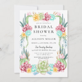 Rustic Succulent Cactus Roos Floral Vrijgezellenfe Kaart