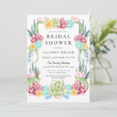 Rustic Succulent Cactus Roos Floral Vrijgezellenfe Kaart (Staand voorkant)