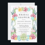 Rustic Succulent Cactus Roos Floral Vrijgezellenfe Kaart<br><div class="desc">Rustic Succulent Cactus Roos Floral Bridal Shower Invitaties met prachtige gespleten rand op de voorkant,  versierd met succulente rozen en cacti</div>