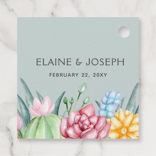Rustic Succulent Cactus Roos Floral Wedding Bedankjes Labels (Achterkant)